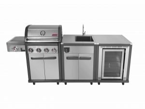 גריל גז 4 מבערים נירוסטה + כיור + מקרר Coleman Revolution